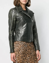 Load image into Gallery viewer, Women’s Khaki Distressed Vintage Leather Jacket