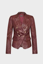 Load image into Gallery viewer, womens mahogany red leather blazer
