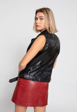 Load image into Gallery viewer, Women’s Black Leather Biker Vest
