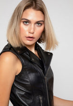 Load image into Gallery viewer, Women’s Black Leather Biker Vest
