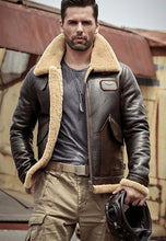 Load image into Gallery viewer, Men’s Dark Brown B3 Shearling Aviator Jacket