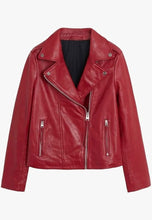Load image into Gallery viewer, Women's Red Leather Biker Jacket