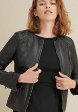 Load image into Gallery viewer, Women's Black Leather Racing Jacket