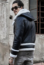 Load image into Gallery viewer, mens aviator jacket with fur collar