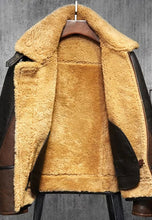 Load image into Gallery viewer, Dark Brown Mens B3 Aviator Faux Fur Shearling Leather Jacket