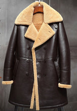 Load image into Gallery viewer, Men’s Dark Brown Leather Shearling Long Coat
