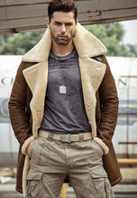 Load image into Gallery viewer, Men’s Camel Brown Leather Shearling Long Coat