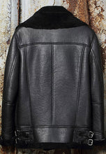 Load image into Gallery viewer, Men's Sheepskin Shearling Double Collar Leather Jacket