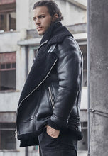 Load image into Gallery viewer, Mens Leather Bomber Jacket Fur for sale
