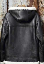 Load image into Gallery viewer, White Shearling Black Leather Jacket