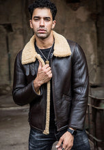 Load image into Gallery viewer, shearling coat mens with fur