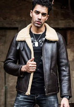 Load image into Gallery viewer, Men’s Dark Brown Leather Shearling Jacket