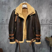 Load image into Gallery viewer, Men’s Aviator Leather Shearling Jacket