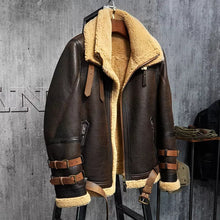Load image into Gallery viewer, Dark Brown Leather Shearling Jacket
