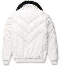 Load image into Gallery viewer, White Leather V-Bomber Jacket