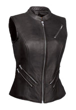 Load image into Gallery viewer, Women’s Black Leather Biker Vest