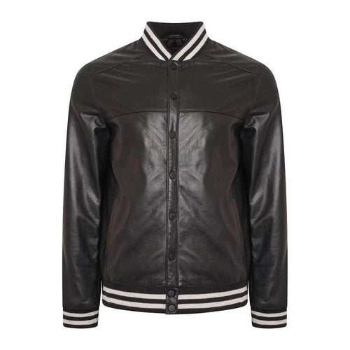 genuine leather varsity bomber jacket
