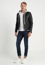 Load image into Gallery viewer, hooded leather jacket