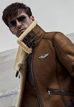 Load image into Gallery viewer, Brown Leather Shearling Jacket