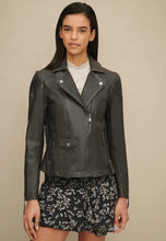 Load image into Gallery viewer, Women's Black Leather Biker Jacket