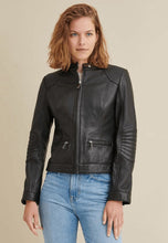 Load image into Gallery viewer, Women's Black Leather Biker Jacket