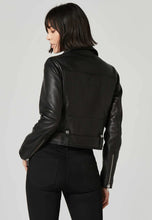 Load image into Gallery viewer, Women's Black Leather Biker Jacket