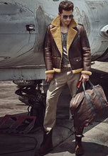 Load image into Gallery viewer, sheepskin shearling coat mens