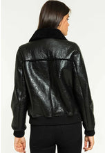 Load image into Gallery viewer, Women’s Black Leather Shearling Jacket