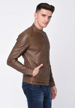 Load image into Gallery viewer, Men’s Brown Sheepskin Leather Jacket