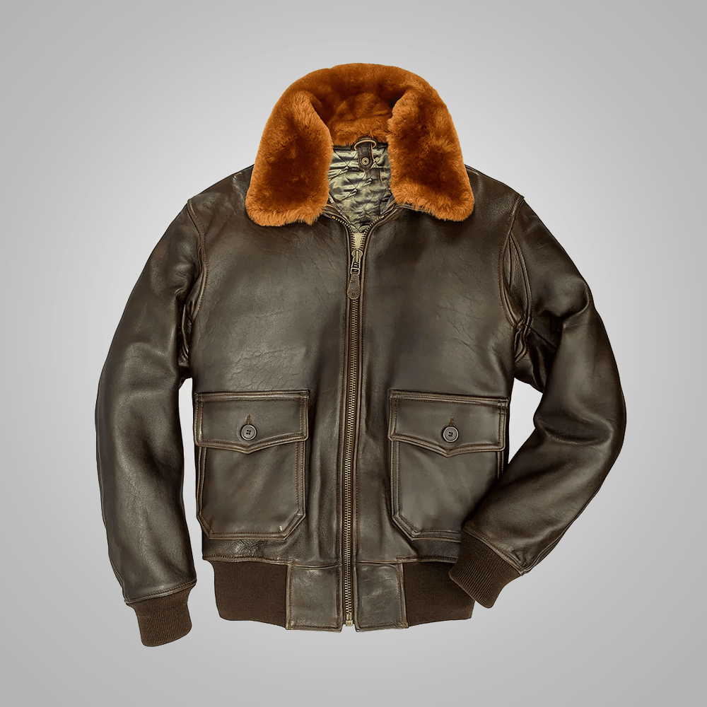 Brown Lambskin G-1 Flight Leather Jacket - US Navy G-1 jacket