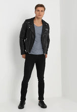 Load image into Gallery viewer, Black Leather Biker Jacket