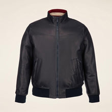 Load image into Gallery viewer, Shiny Black Leather Bomber Jacket