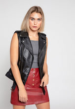 Load image into Gallery viewer, Women’s Black Leather Biker Vest