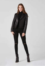 Load image into Gallery viewer, black leather jacket women