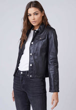 Load image into Gallery viewer, Women’s Black Leather Trucker Jacket