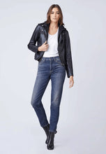 Load image into Gallery viewer, Women's Black Leather Jacket Removable Hood