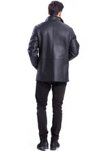 Load image into Gallery viewer, Men’s Black Leather Shearling Long Coat