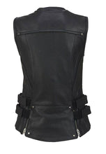 Load image into Gallery viewer, Women’s Black Leather Biker Vest
