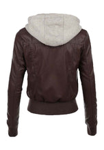 Load image into Gallery viewer, Women's Chocolate Brown Leather Bomber Jacket