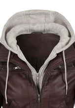 Load image into Gallery viewer, Women's Chocolate Brown Leather Bomber Jacket