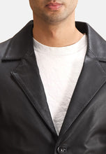 Load image into Gallery viewer, Men's Black Leather Long Coat