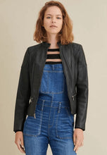 Load image into Gallery viewer, Women's Black Leather Biker Jacket
