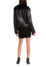 Load image into Gallery viewer, Women’s Black Leather Shearling jacket