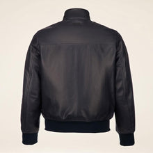 Load image into Gallery viewer, Navy Leather Bomber Jacket