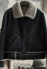 Load image into Gallery viewer,  Mens Motorcycle Brown Shearling Leather Jacket