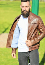 Load image into Gallery viewer, leather biker jacket uk