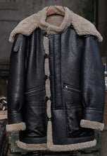 Load image into Gallery viewer, Men’s B7 Black Shearling Camouflage Hooded Long Coat