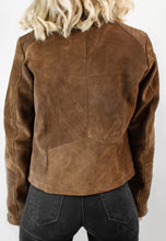 Load image into Gallery viewer, Women’s Brown Suede Leather Biker Jacket