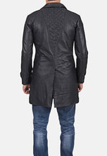Load image into Gallery viewer, Men’s Black Leather Trench Coat