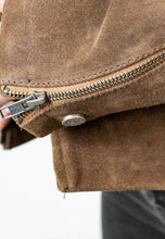 Load image into Gallery viewer, Women’s Brown Suede Leather Biker Jacket